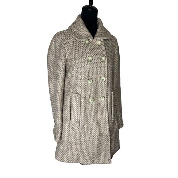 MARC JACOBS Circle Collar Checks Wool Light Pink Coat Half Belt Back Large - Picture 5 of 16
